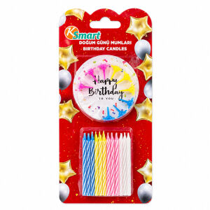 KSMART K-1094 ( 24PCS ) ( İNCE ) ( RENKLİ ) DOĞUM GÜNÜ MUMU ( RENKLİ PLASTİK TUTACAK )*24X24