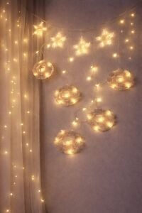 WINNBOSS EKL-09-04 ( 3MT ) ( FİŞLİ & EKLEMELİ ) RAMAZAN DEKOR LAMBA & PERDE LED ( SARI BEYAZ YUVARLAK CAMİ & YILDIZ )*50