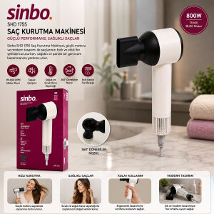 SİNBO SHD-1755 ( BEYAZ ) SAÇ KURUTMA MAKİNESİ ( 110.000 RPM ) ( SESSİZ ÇALIŞMA & 3 HIZ - SICAKLIK AYAR )*6