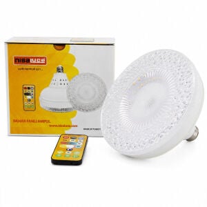 NİSALUCE E-112 ( 28W & IP20 & 2520LM ) ( KUMANDALI & 3 KADEMELİ & 3 FONKSİYON ) ( 38X15CM ) BAHAR FANLI AMPUL ( BEYAZ-SARI-DOĞAL IŞIK )*24