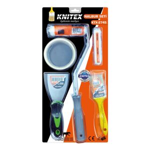 KINETEX KTX-2745 ( 5PCS ) BOYACI & NALBUR SET ( SPATULA & KESTİRME FIRÇA & YEDEK RULO & BANT & 10CM FIRÇA) ( BANDI )*30