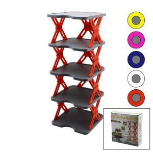 KRT-1061 YENİ NESİL (AKORDİYON & KATLANIR ) ( 5 KATLI ) PLASTİK AYAKKABILIK ( GRİ TABAN=27X27CM & RENKLİ AYAKLAR ) ( BRKT-713616 )*12