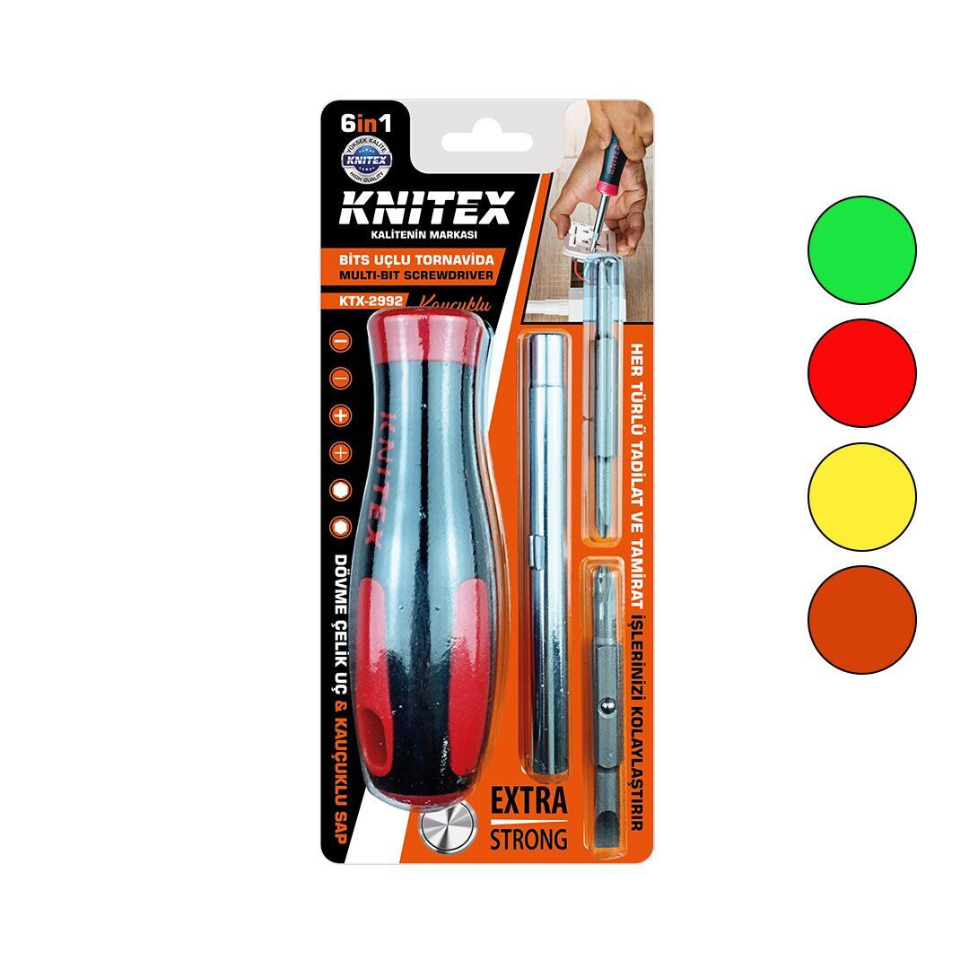 KNITEX KTX-2992 ( 6IN1 & ÇIKAR TAK ) KAUÇUKLU BİTS UÇLU TORNAVİDA*90