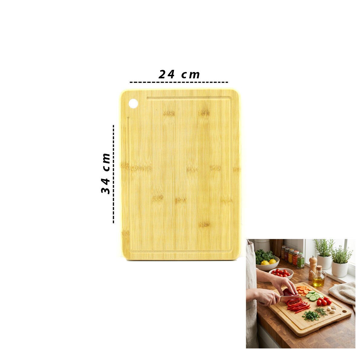 İBİCO İ22-396 ( 24X34X1.8CM ) ( AHŞAP BAMBU ) KESİM PANOSU & KESME TAHTASI*30