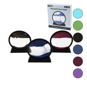 İBİCO İ12-223 ( 7'' & 17.5CM ) ( RENKLİ SULU CAM ) KUM SAATİ HAREKETLİ ( AYNA MODELİ )*36