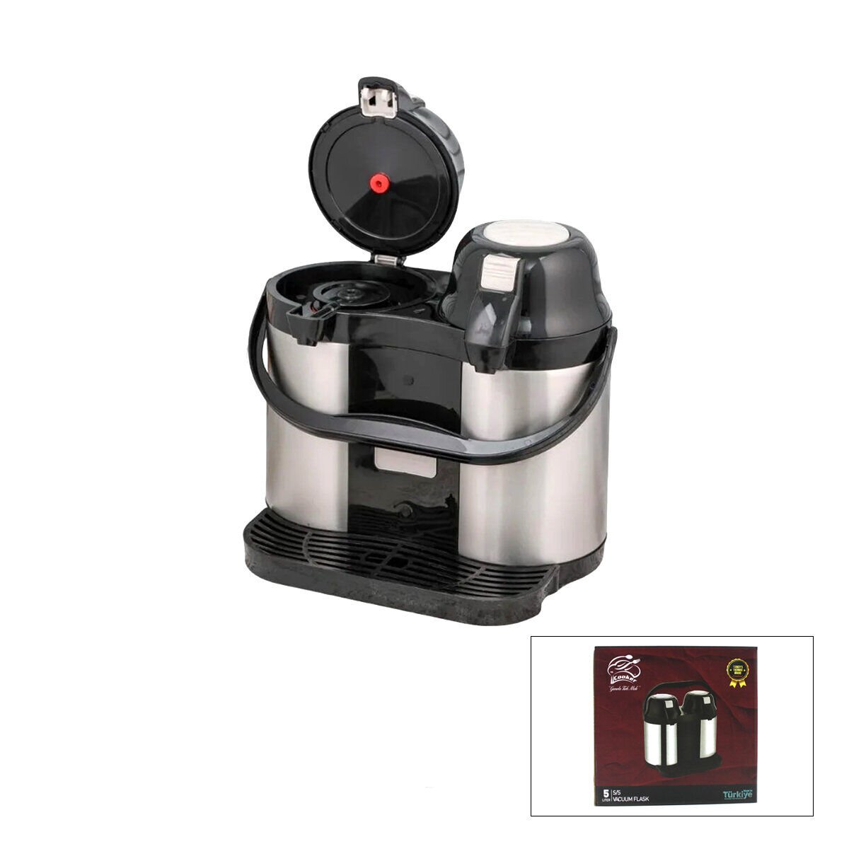 COOKER CKR-2027 ( 5 LT ) LÜX 304 ( ÇİFTLİ ) ÇELİK TERMOS ( POMPALI & MUSLUKLU ) ( TAŞIMA KULPLU & POMPA KİLİT TUŞLU )*3