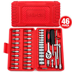 KRT-1169 ( 46PCS ) LOKMA SETİ ( 1/4'' BİT & 6GEN SOKET & CIRCIR KOLU & UZATMA-KAYDIRMA ÇUBUKLARI) (PLS.KUTULU)*50