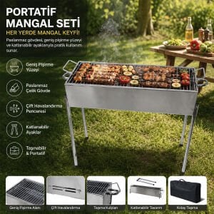 ARMİA PASLANMAZ MANGAL PORTATİF ( AYAKLI & STANDLI ) 70CM*1=K