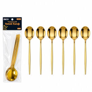 İBİCO İ22-437 ( 6PCS ) ( GOLD ) YEMEK KAŞIK SETİ ( 21CM )*10X10