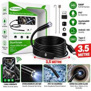 BORESCOPE ( HD ) ( 3.5M ) ( IP67 & SU GEÇİRMEZ ) YILAN KAMERA ( LED IŞIKLI ) ( ANDROİD DESTEKLİ )*100