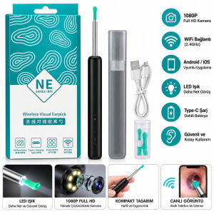 NE3 ( HD ) ( TYPE-C ŞARJ ) KULAK TEMİZLEYİCİ APARATLI KAMERA ( WİFİ ) ( ANDROİD & İOS )*200