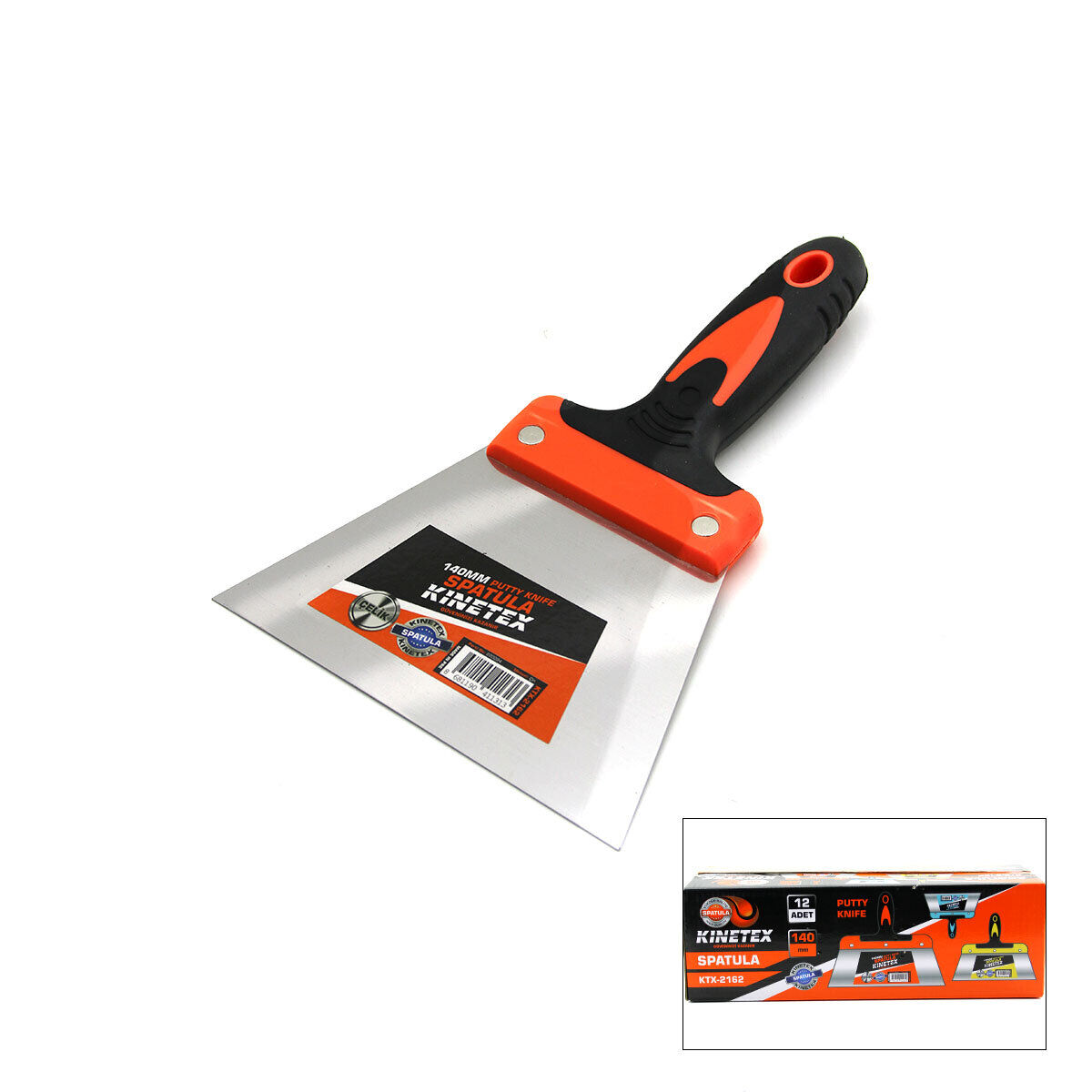 KINETEX KTX-2162 ( 140MM ) KAUÇUK SAPLI & ÇELİK BOYACI SPATULASI*12X10