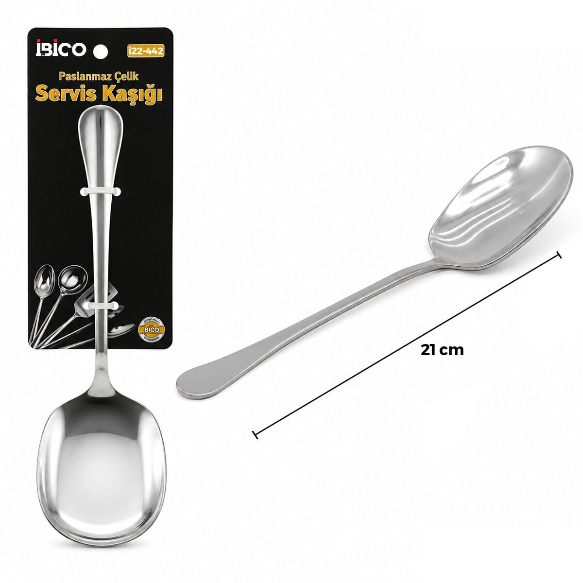 İBİCO İ22-442 ( 21CM ) ( KROM ) ( METAL ) ( SERVİS KAŞIK )*12X10