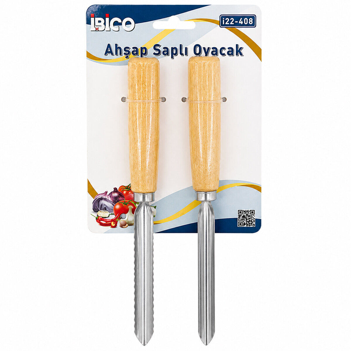 İBİCO İ22-408 ( 2PCS ) ( AHŞAP SAPLI ) ( METAL ) OYACAK 24CM*24X10