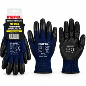 MAFEL MF-050 ( ZEBRA ) ( MAVİ SİYAH ) ( NO 10 ) ( XL ) NİTRİL İŞÇİ ELDİVEN ( POŞETLİ AMBALAJ ) ( KESİLME DİRENÇ )*12X24