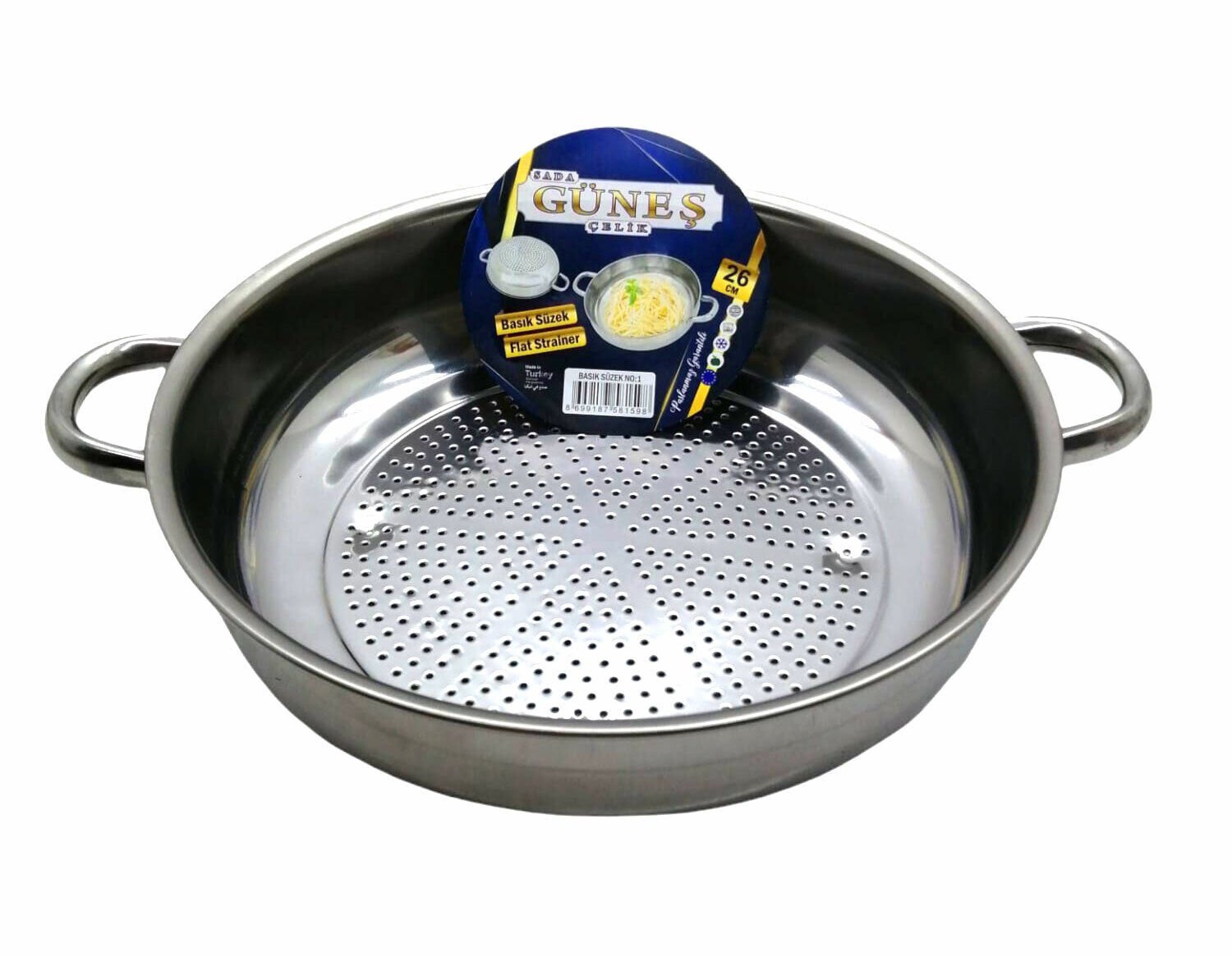 GÜNEŞ ( NO-1 ) ( 26CM ) ( BASIK ) SÜZEK METAL SÜZGEÇ ( KULPLU )*100