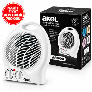 AKEL AS-300B ( SICAK & SOĞUK ) ELEKTRİKLİ FANLI ISITICI ( 2 KADEME HIZ AYAR ) ( HIZLI ISITMA & SESSİZ FAN ) ( 2000W )*12