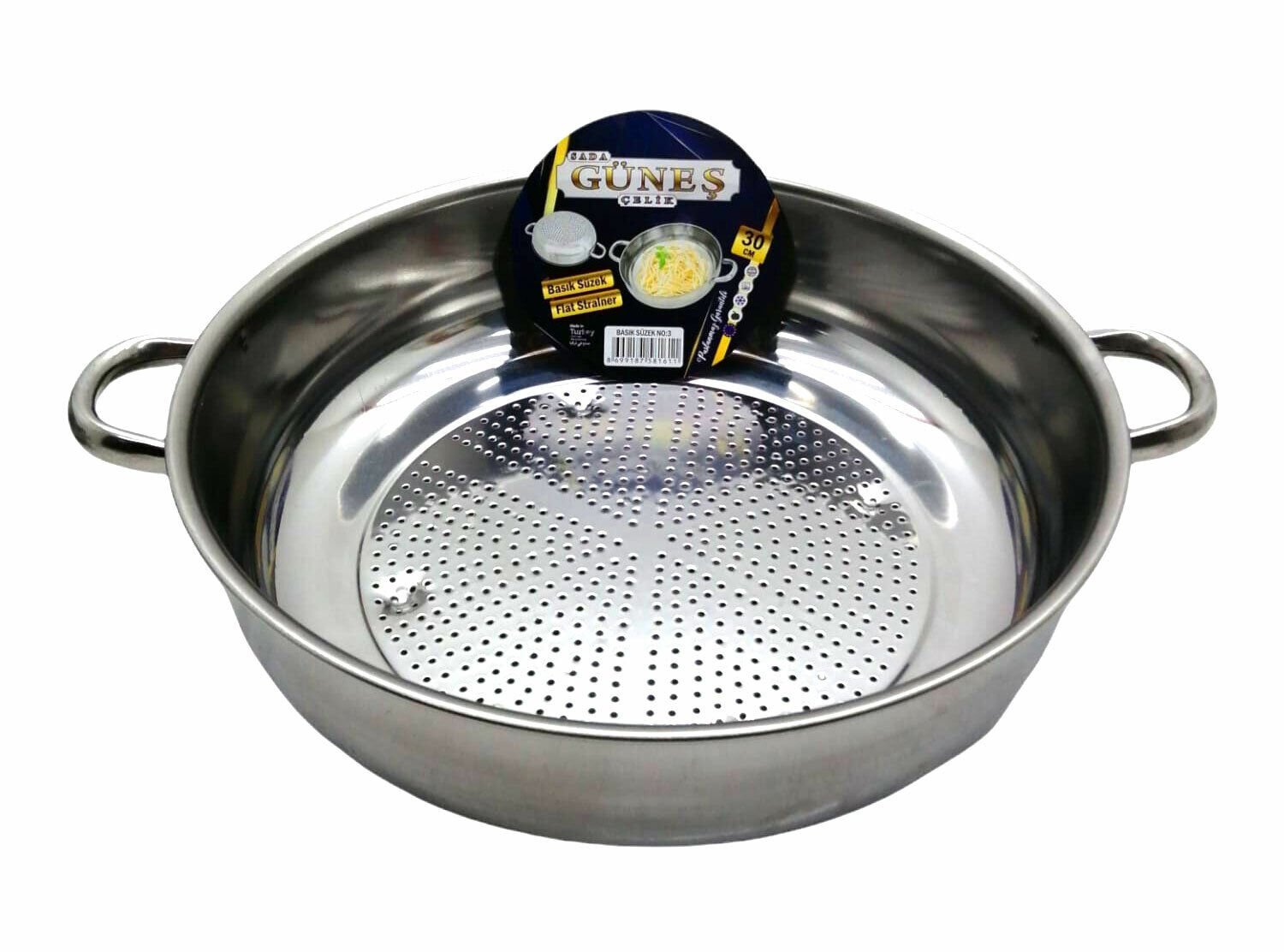 GÜNEŞ ( NO-3 ) ( 30CM ) ( BASIK ) SÜZEK METAL SÜZGEÇ ( KULPLU )*50