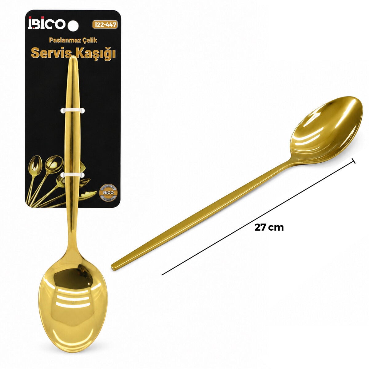 İBİCO İ22-447 ( 27CM ) ( ALTIN & GOLD ) ( METAL ) ( SERVİS KAŞIK )*12X10