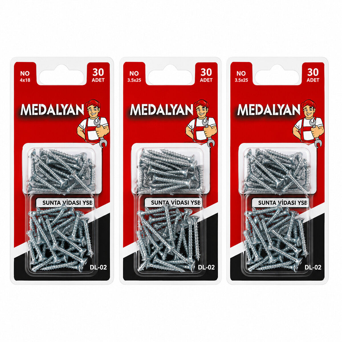 MEDALYAN DL-02 ( 3.5X25 ) ( 30PCS ) SUNTA VİDASI*12X12
