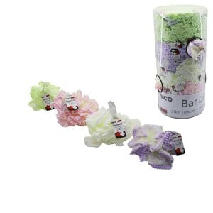 İBİCO İ21-090 ( MİNİ TOP KENAR NAKIŞ SÜNGERLİ ) ( RENKLİ TÜL ÖRGÜ ) BANYO LİFİ ( PVC STANDLI ) ( 50GR )*100X2