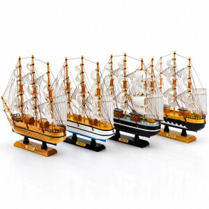 İBİCO İ12-236 ( BÜYÜK ) ( UZUNLUK : 36CM & GENİŞLİK : 38.5CM ) MASAÜSTÜ DEKORATİF ( AHŞAP ) YELKENLİ GEMİ SÜS EŞYASI*16