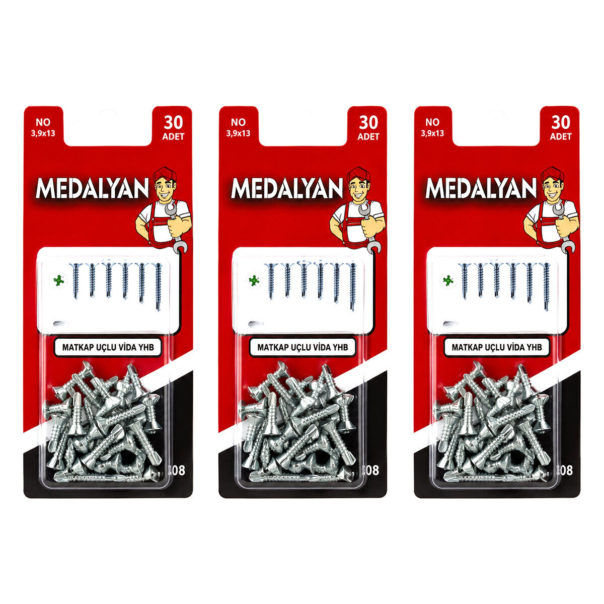 MEDALYAN DL-08 ( 3.9X13 ) ( 30PCS ) MATKAP UÇLU VİDA YHB*12X12