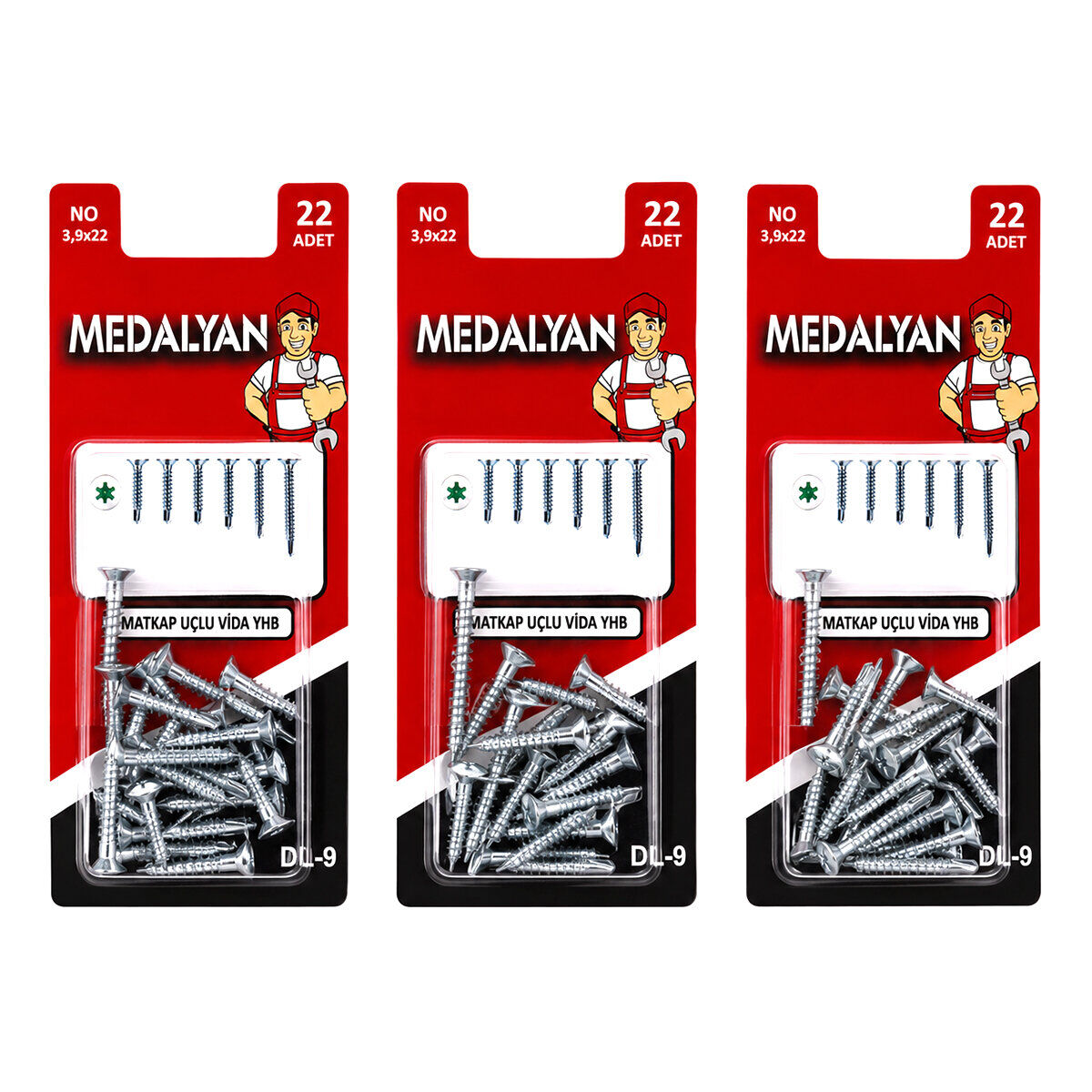 MEDALYAN DL-09 ( 3.9X22 ) ( 22PCS ) MATKAP UÇLU VİDA YHB*12X12