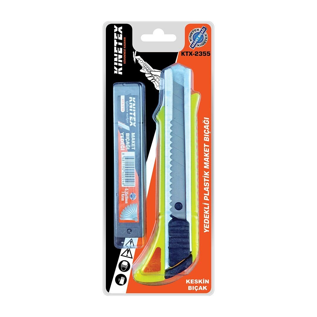 KINETEX KTX-2355 ( YEDEKLİ ) ( RENKLİ PLASTİK ) FALÇATA MAKET BIÇAK ( 18MM ) ( VAKUMLU AMBALAJ )*100