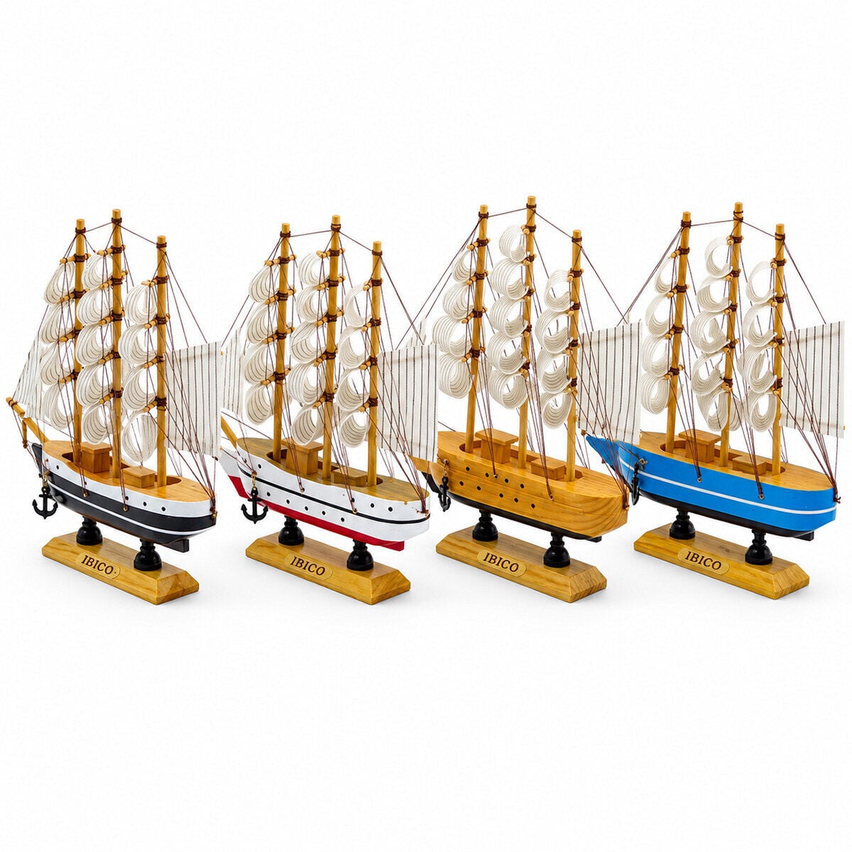 İBİCO İ12-238 ( KÜÇÜK ) ( UZUNLUK : 23CM & GENİŞLİK : 23CM ) MASAÜSTÜ DEKORATİF ( AHŞAP ) YELKENLİ GEMİ SÜS EŞYASI*48