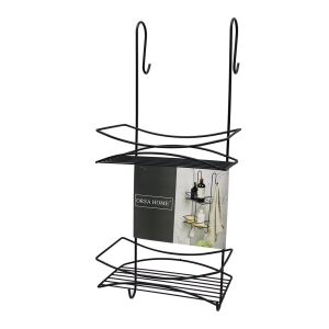 ORSA HOME-945 ( SİYAH ) ( ASKILI & 2 KATLI ) ( METAL ) DUŞ KABİN HAVLUPAN RAFI*4=K