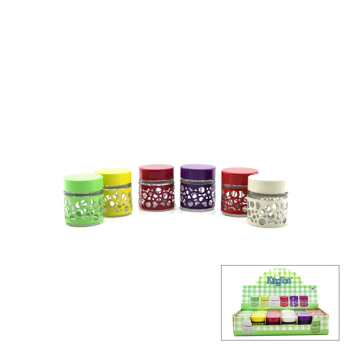 KİNGSON OYSTER K-319 ( CAM ) BAHARATLIK & TUZLUK ( METAL RENKLİ KAPLAMA & KAPAK )*24X4