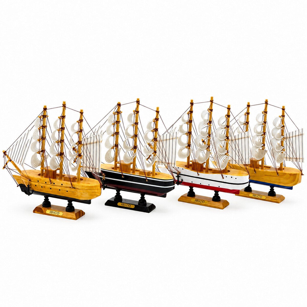 İBİCO İ12-239 ( KÜÇÜK ) ( UZUNLUK : 20CM & GENİŞLİK : 21CM ) MASAÜSTÜ DEKORATİF ( AHŞAP ) YELKENLİ GEMİ SÜS EŞYASI*48