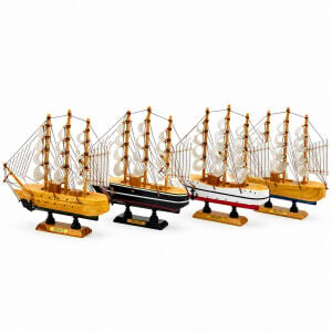 İBİCO İ12-239 ( KÜÇÜK ) ( UZUNLUK : 20CM & GENİŞLİK : 21CM ) MASAÜSTÜ DEKORATİF ( AHŞAP ) YELKENLİ GEMİ SÜS EŞYASI*48
