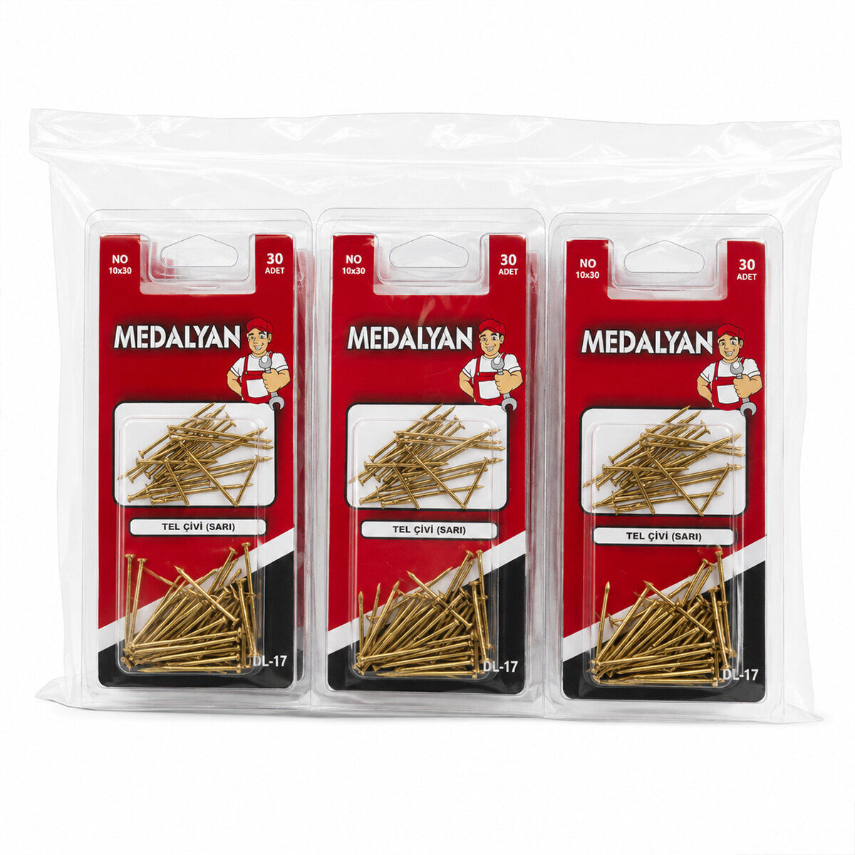 MEDALYAN DL-17 ( 10X30 ) ( 30PCS ) SARI TP ÇELİK TEL ÇİVİ*12X12