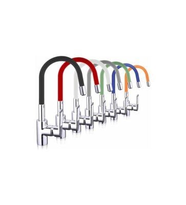 REAL KING DT-078B ( DÜZ BAŞLI KROM ) ( RENKLİ SİLİKON KAPLAMA YAYLI BORULU ) KUBAR & MUTFAK BATARYA UCU (KUĞUBAR)*60