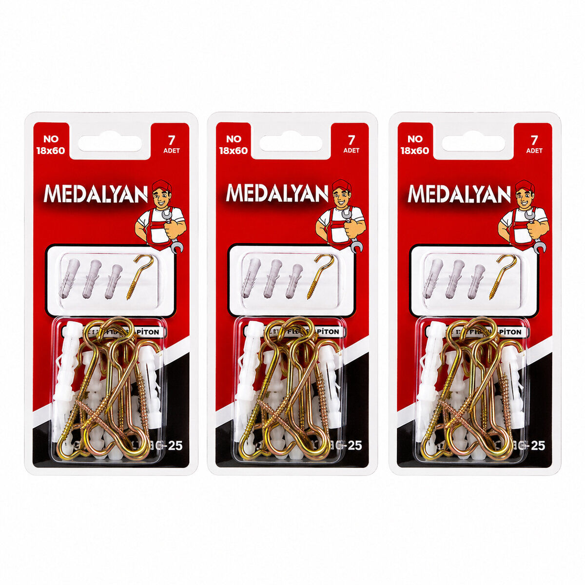 MEDALYAN DL-25 ( 18X60 ) ( 7PCS ) AÇIK PİTON DÜBELLİ*12X12