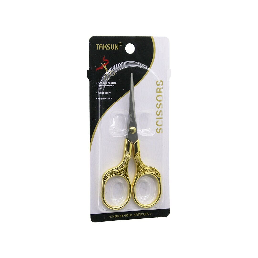 TAKSUN SCISSORS ES-002-G ( ALTIN & GOLD SAPLI ) BIYIK BERBER MAKASI ( 12.8X5.7CM )*12X24