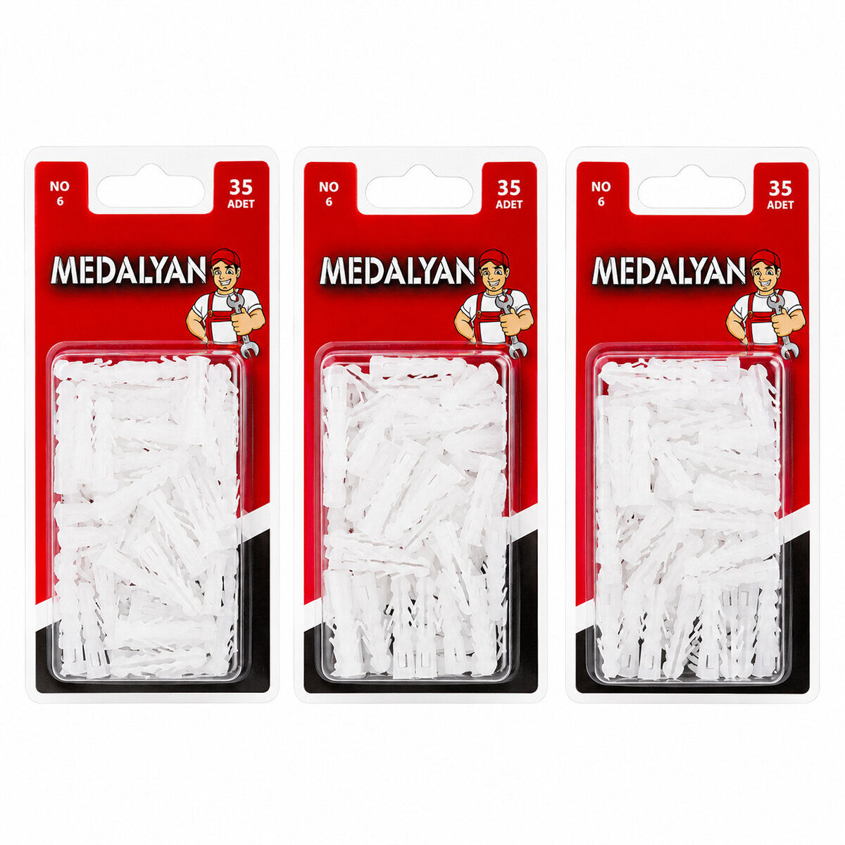 MEDALYAN DL-36 ( NO-6 ) DÜBEL BEYAZ & PLASTİK*12X9