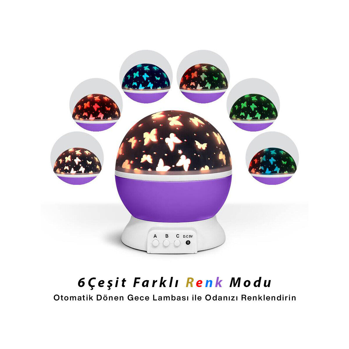 STAR MASTER SOLARVİTA SV-1046  ( OTOMATİK DÖNERLİ ) (AY & YILDIZ GÖRSELLİ) GECE LAMBASI  ( PİLLİ & USBLİ ) ( RENK & DESEN DEĞİŞTİRME ) ( INPUT:5.5V & OUTPUT:4.5V)*48