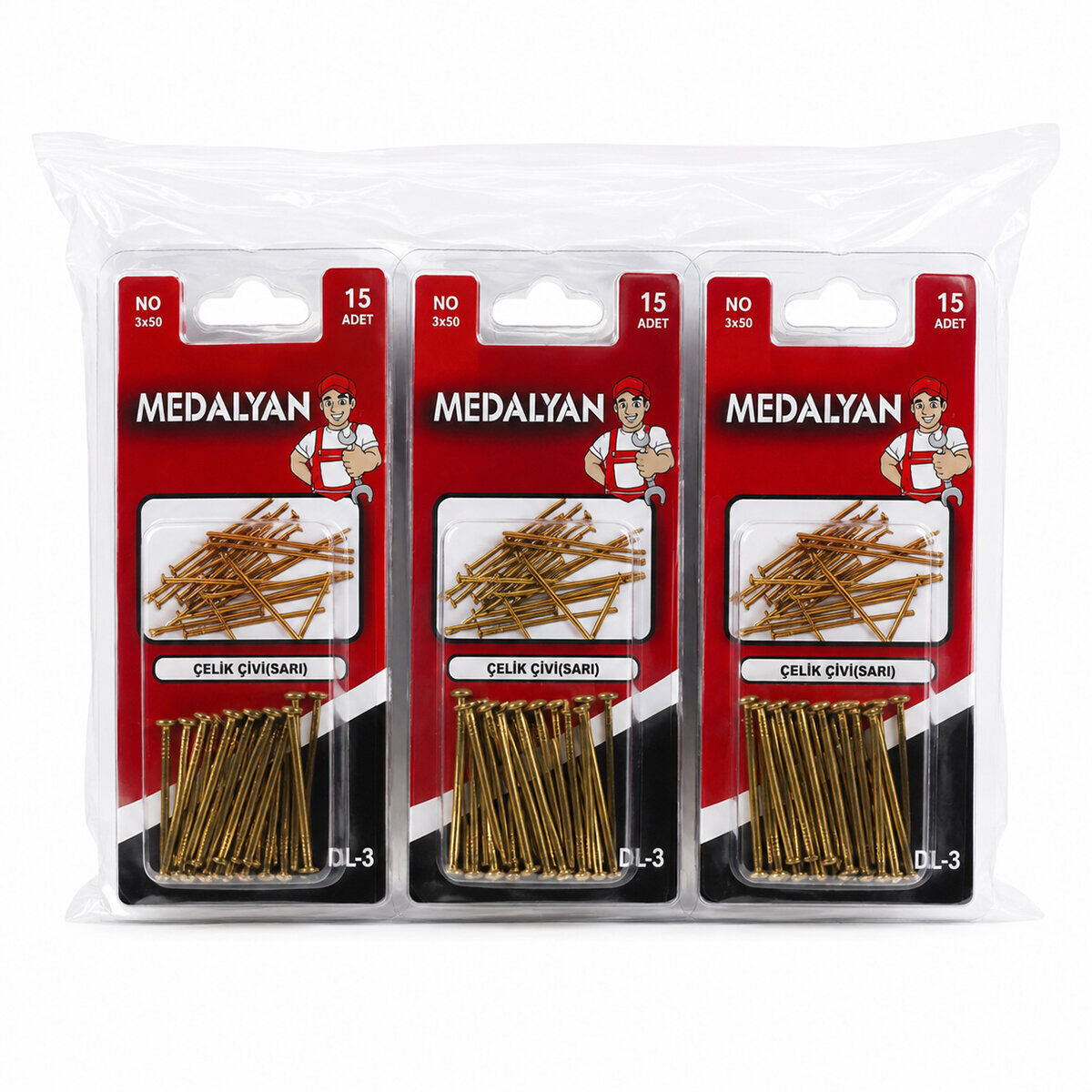 MEDALYAN DL-73 ( 3X50 ) ( 15PCS ) SARI TP ÇELİK TEL ÇİVİ*12X12