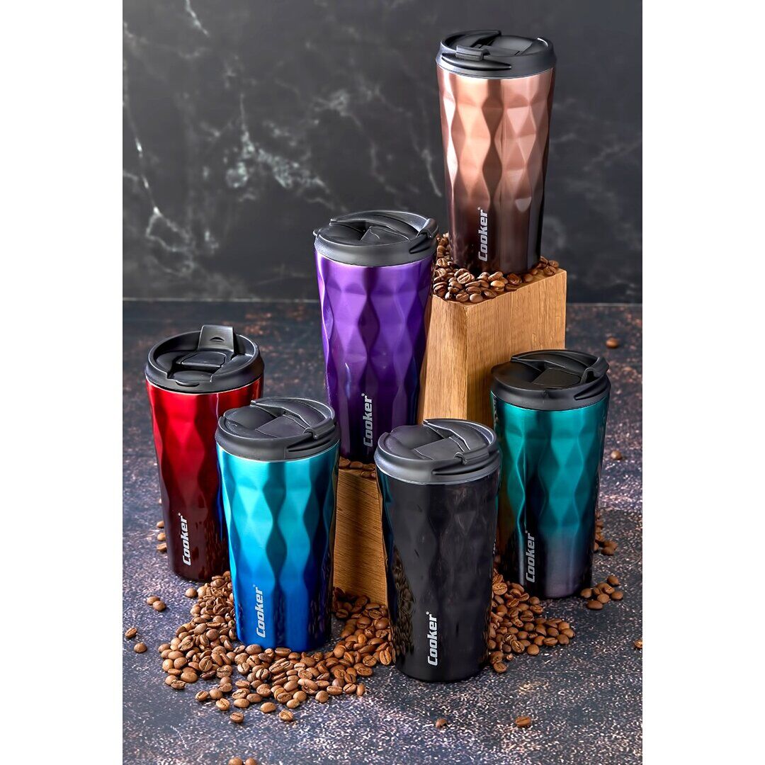 COOKER CKR-2048 ( 350ML ) MUG BARDAK TERMOS RENKLİ ( PASLANMAZ ÇELİK & KAYDIRMAZ TPR TABAN & SIZDIRMAZ KAPAK )*24