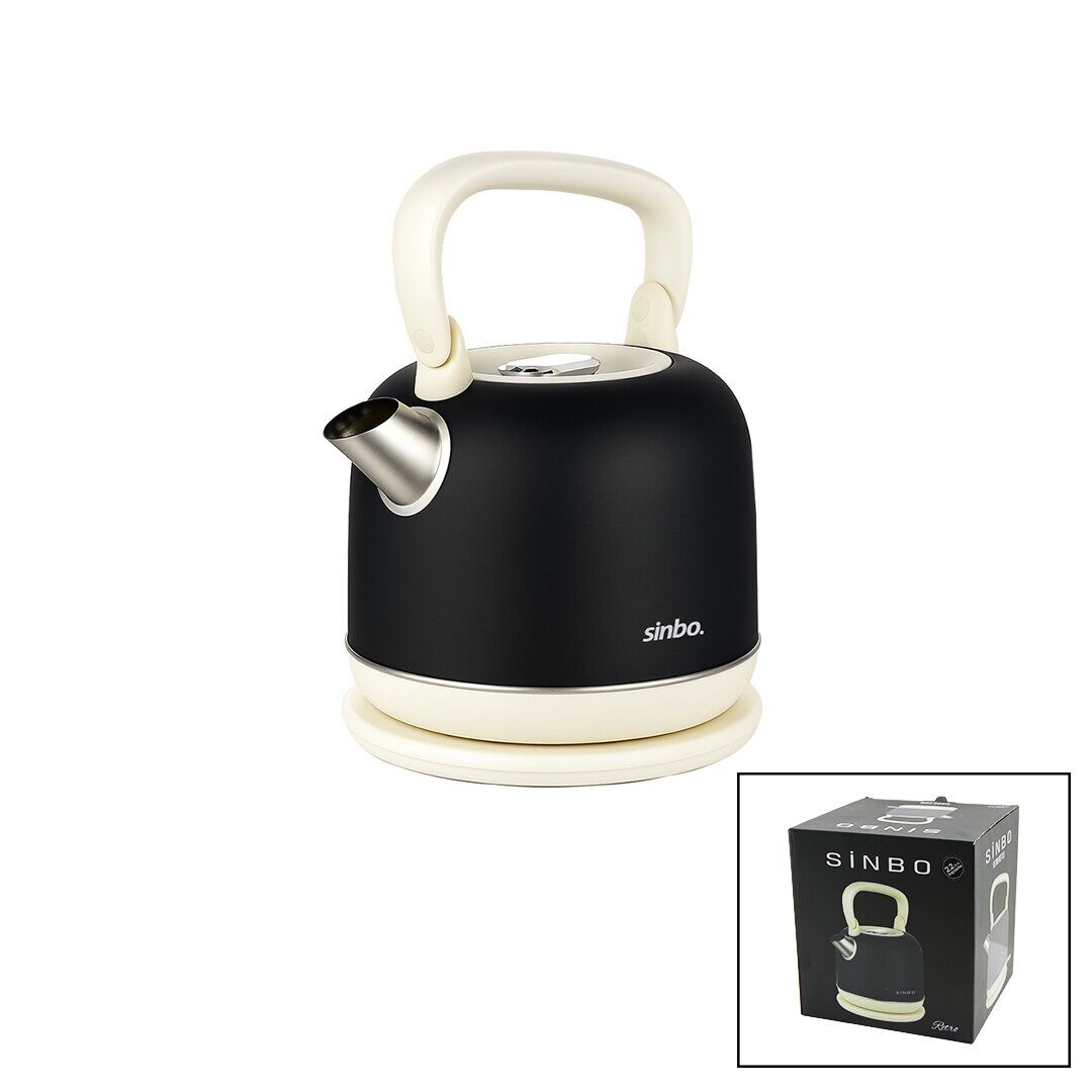 SİNBO SK-8035 RETRO ( SİYAH ) (NOSTALJİ DEMLİK MODEL) (ÇELİK) KETTLE SU ISITICI (2.2LT) (1800W) ( GİZLİ RESİZTANS )*4