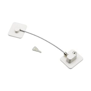 KINETEX KTX-3331 ( BEYAZ & SİYAH PLAKA ) ( HALATLI ) EMNİYET KİLİT ( 5X6CM YAPIŞKANLI MONTAJ=2PCS PLAKA ) ( HALAT=18.8CM )*240