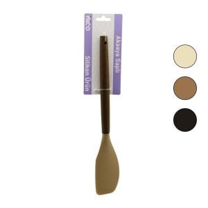 İBİCO İ22-020 ( RENKLİ SİLİKON ) ( AHŞAP AKASYA SAPLI ) ( YAN ) SPATULA ( 30CM )*6X24