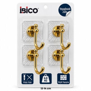 İBİCO İ17-017 ( 4PCS ) ( GOLD ) ( KROM GÖRÜNÜM ) PLASTİK ASKI ( YAPIŞKANLI=ŞEFFAF MİKA KRİSTAL PLAKA=ÇATLAK DESEN ) ( 6KG )*30X4