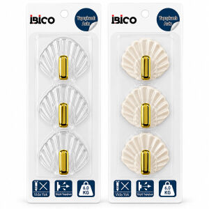 İBİCO İ17-018 ( 3PCS TEKLİ = GOLD UÇLU & DENİZ KABUK ) PLASTİK ASKI ( YAPIŞKANLI MONTAJ= BEYAZ MİKA KRİSTAL )*12X20