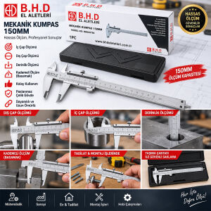 BHD0786( 0-150MM ) LRD-71 ( METAL ) MEKANİK KUMPAS ÖLÇÜ ALETİ ( PLASTİK KUTULU )*50