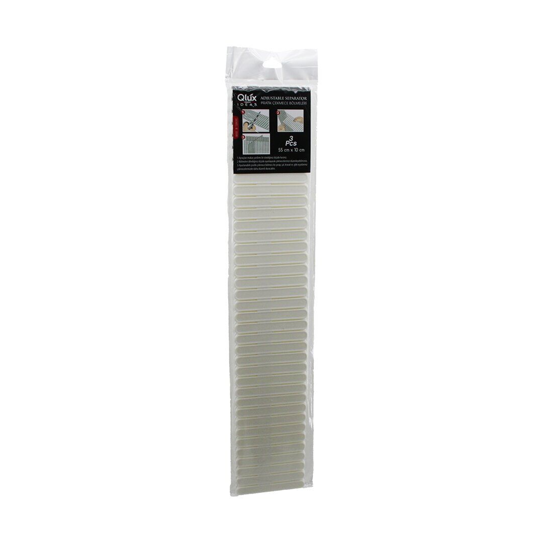 QLUX L-00508 ( 3PCS ) ( 55X10CM ) PRATİK ÇEKMECE BÖLMESİ ( PLASTİK ) ( MAKAS İLE KESİLİP İSTENEN ÖLÇÜ AYARLANABİLİR )*36