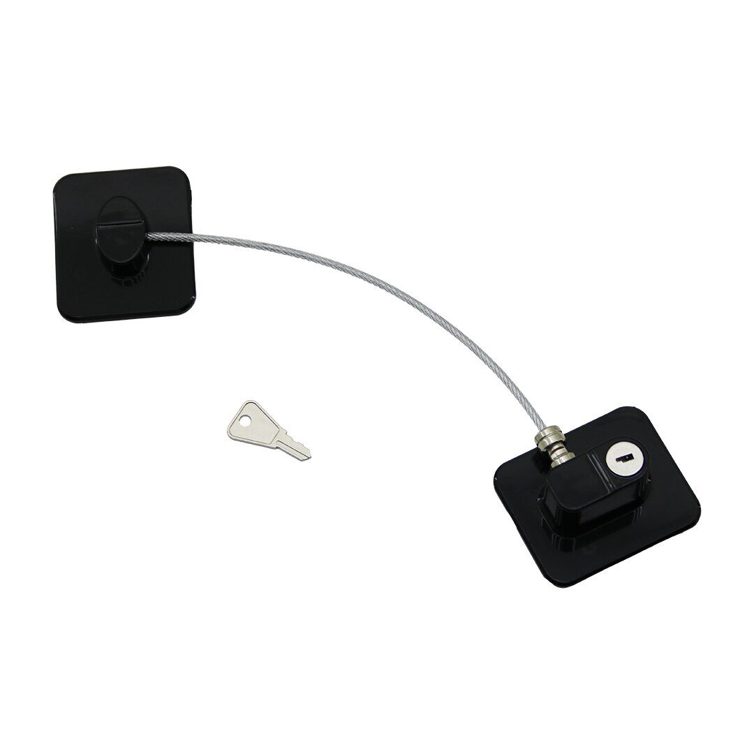 KINETEX KTX-3331 ( SİYAH PLAKA ) ( HALATLI ) EMNİYET KİLİT ( 5X6CM YAPIŞKANLI MONTAJ=2PCS PLAKA ) ( HALAT=18.8CM )*300